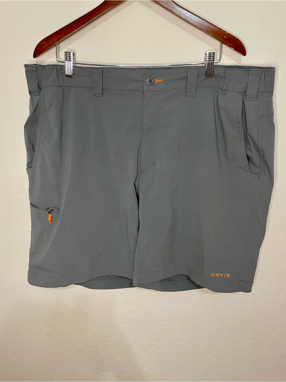 Orvis Men's Gray Outdoor Hybrid Shorts with Orange Accents